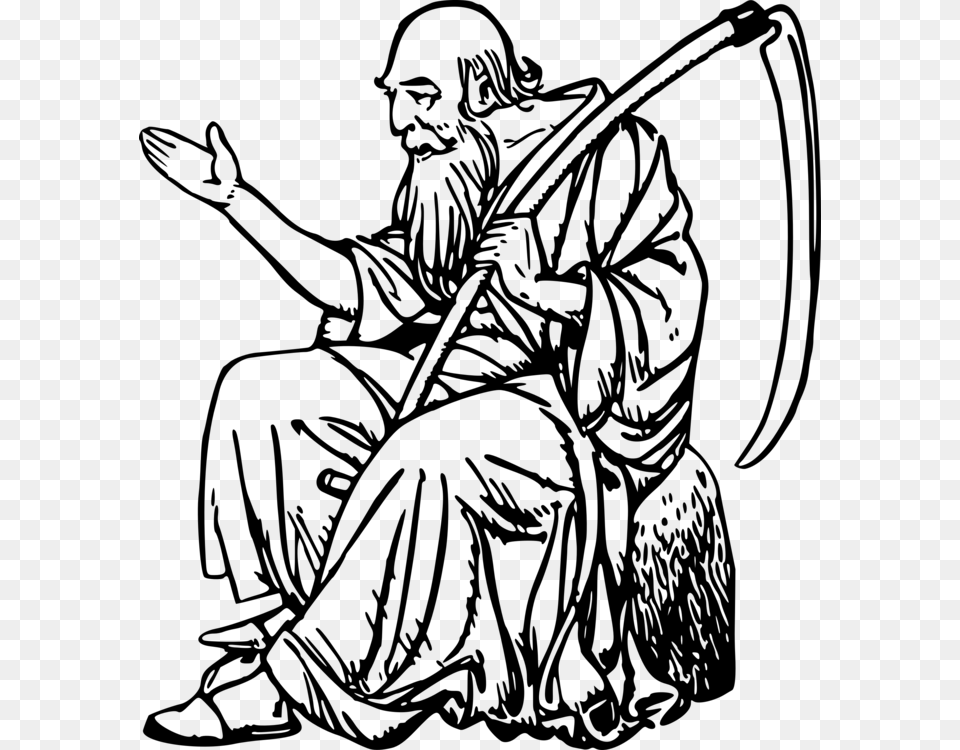 Father Time Drawing, Gray Free Transparent Png