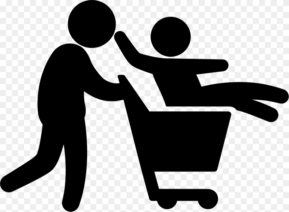 Father With Son On Shopping Cart Comments, Stencil, Appliance, Blow Dryer, Device Png