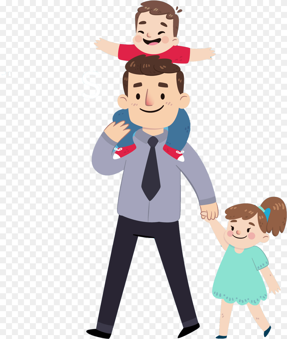 Fathers Day Download Dad Cartoon, Person, Formal Wear, Baby, Book Free Png