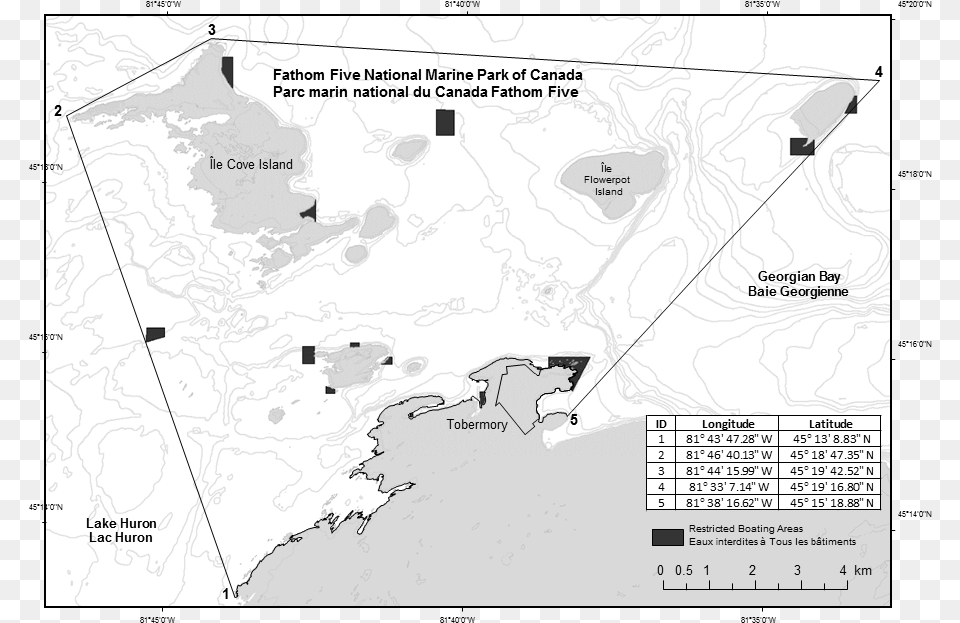 Fathom Five National Marine Park Map, Chart, Diagram, Plan, Plot Free Png