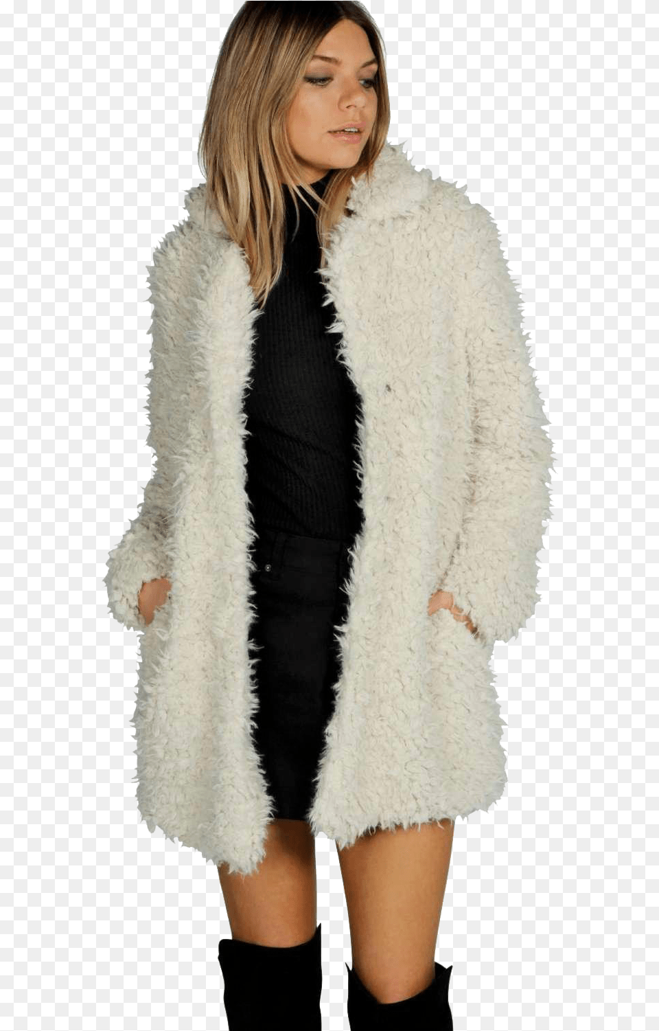 Faux Fur Coat Image For Download White Fur Coat, Adult, Person, Woman, Female Free Transparent Png