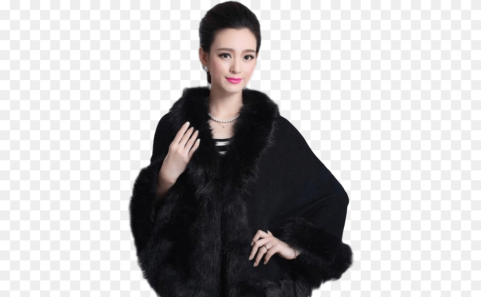 Faux Fur Coat In Black Black Sweater Fur Collar, Clothing, Knitwear Png