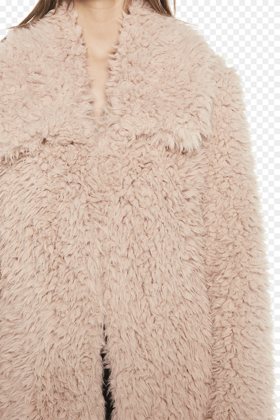 Faux Fur Coat In Colour Pale Mauve Cardigan, Clothing Free Png