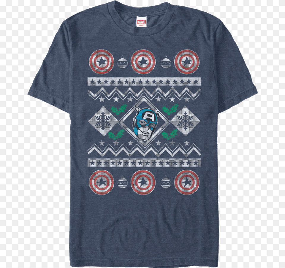 Faux Ugly Christmas Sweater Captain America T Shirt, Clothing, T-shirt, Baby, Person Png Image
