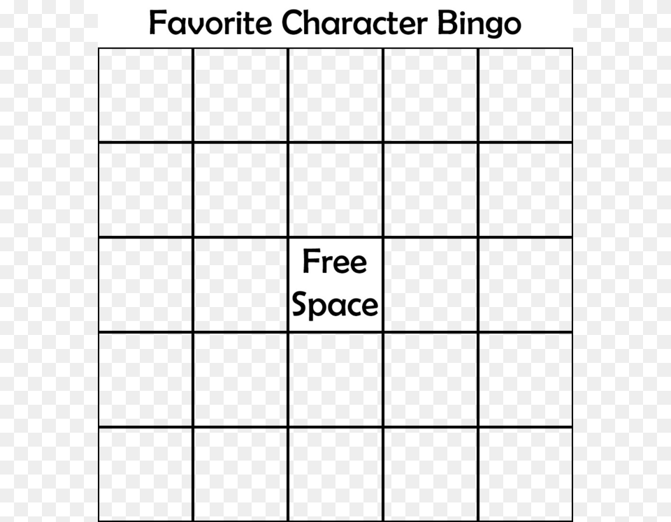 Favorite Character Bingo Space Favorite Character Bingo Template, Page, Text Free Transparent Png