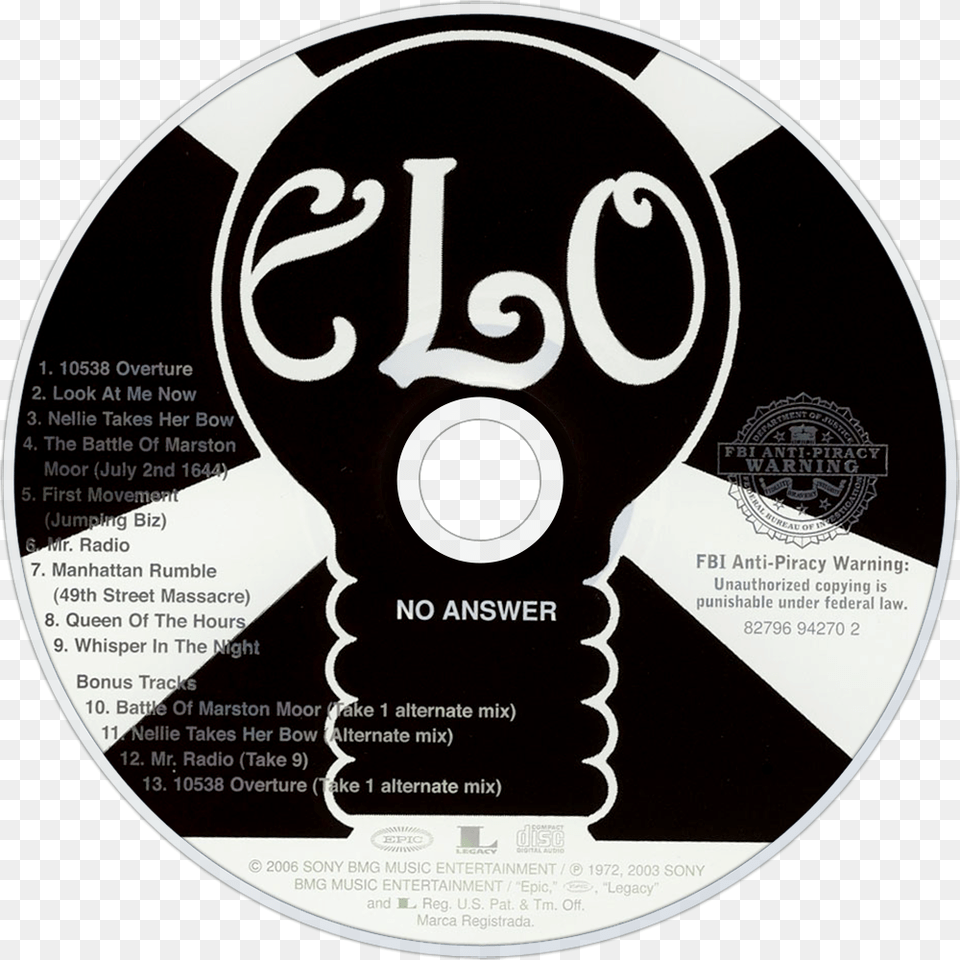 Fbi Anti Piracy Warning Logo Electric Light Orchestra No Answer Expanded Edition, Disk, Dvd Free Transparent Png