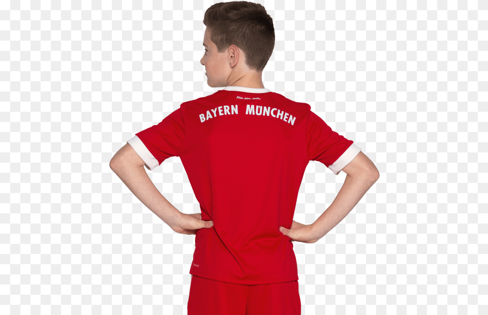 Fc Bayern Kids Shirt Home 1718 Fc Bayern Munich, T-shirt, Clothing, Person, Man Png Image