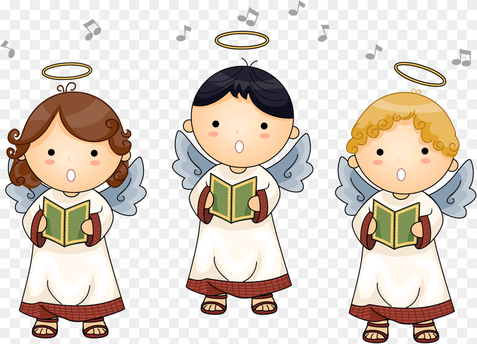 Fd Nursery Choir Fd News Online Banner Cartoon Angels, Baby, Person, Reading, Book Free Png Download