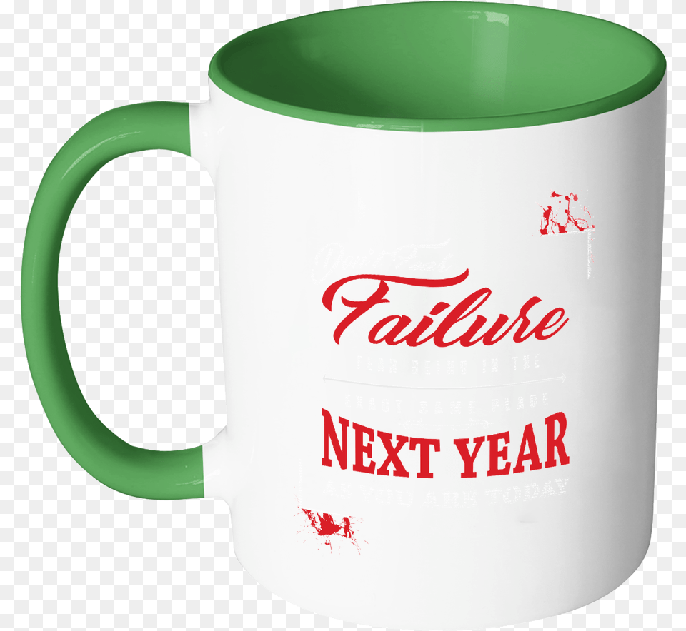 Fear Clipart Fear Failure Green Mug With Logo, Cup, Beverage, Coffee, Coffee Cup Png Image