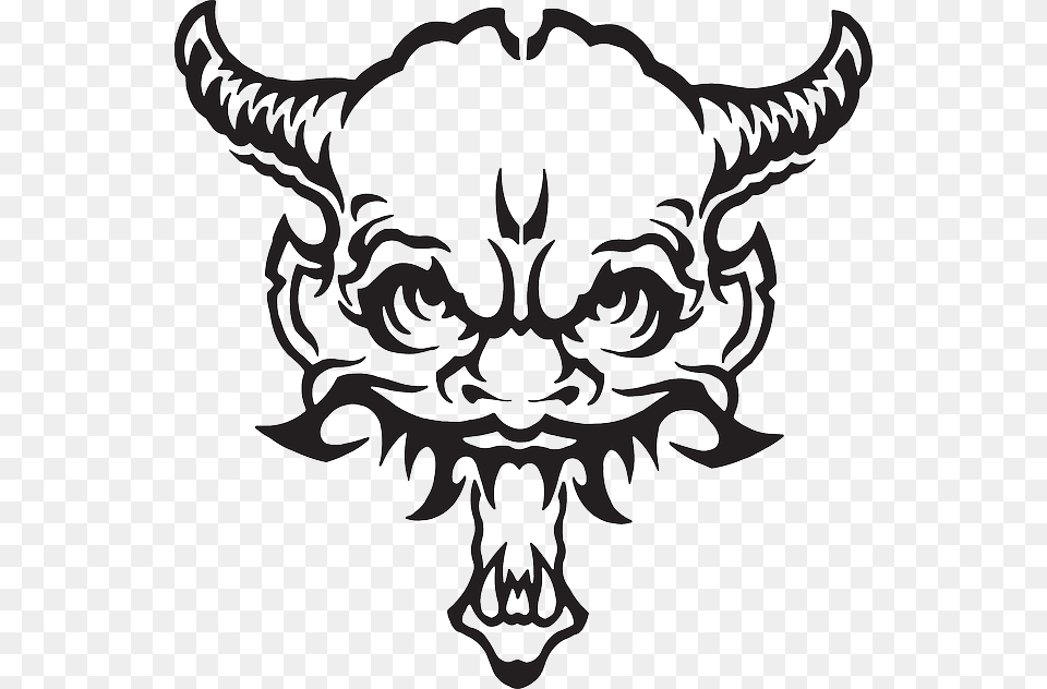 Fear Face Devil Monster Horns Demon Fear Demon Head Clip Art, Stencil, Animal, Bull, Mammal Png
