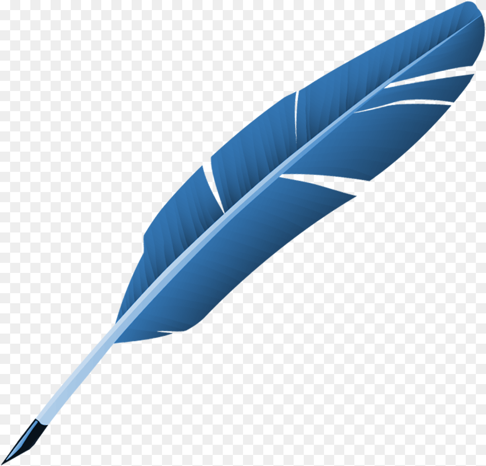 Feather Clip Art Blue Transparent Background Feather Pen, Bottle, Blade, Dagger, Knife Free Png Download