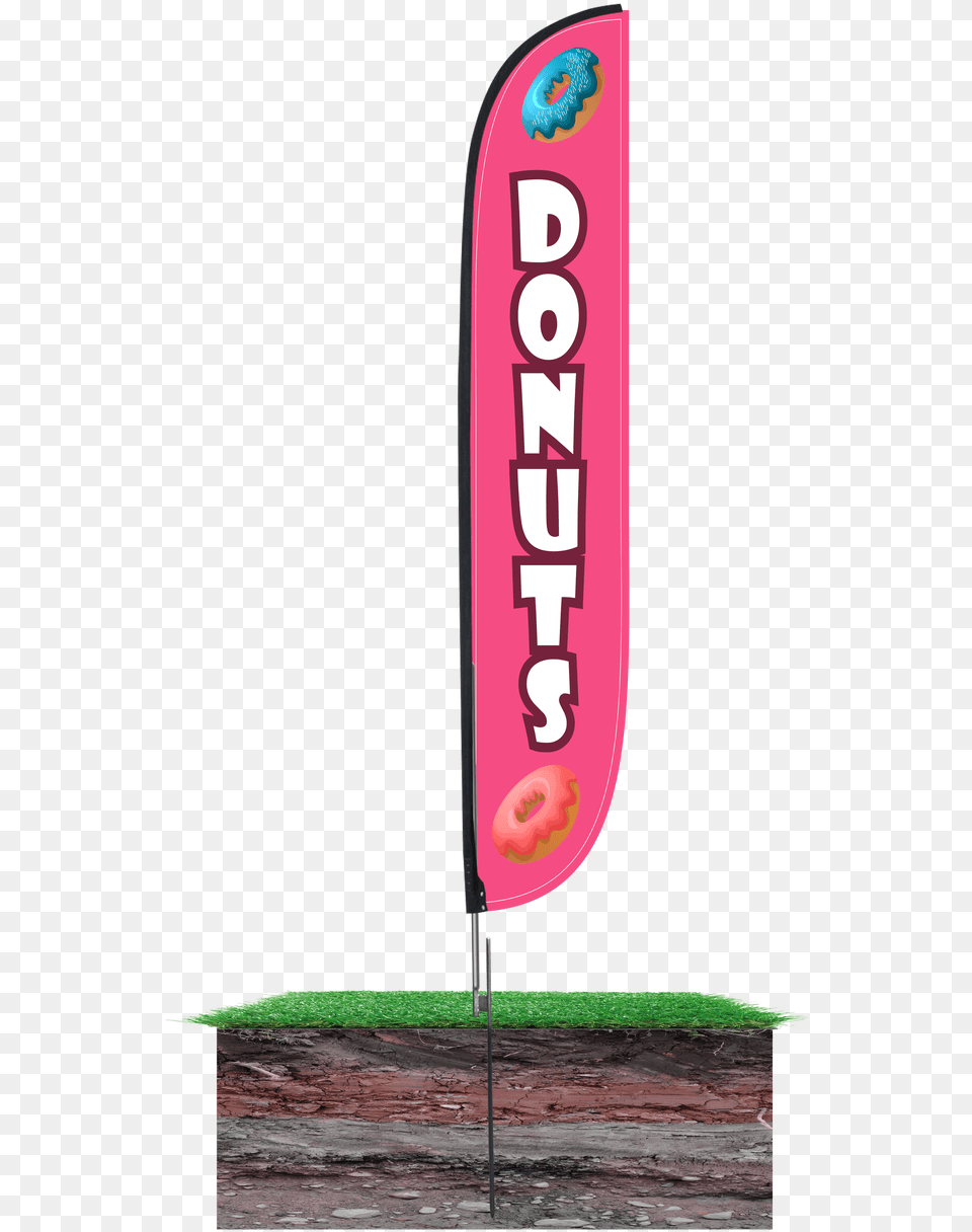 Feather Flag Donuts Pink In Ground White Feather Flag Png