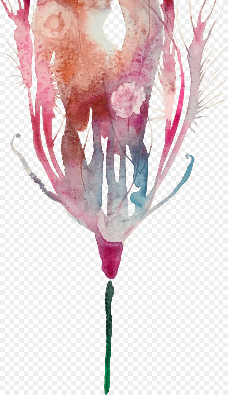 Feather Floral Original Watercolor Painting, Person, Art, Skin, Tattoo Png