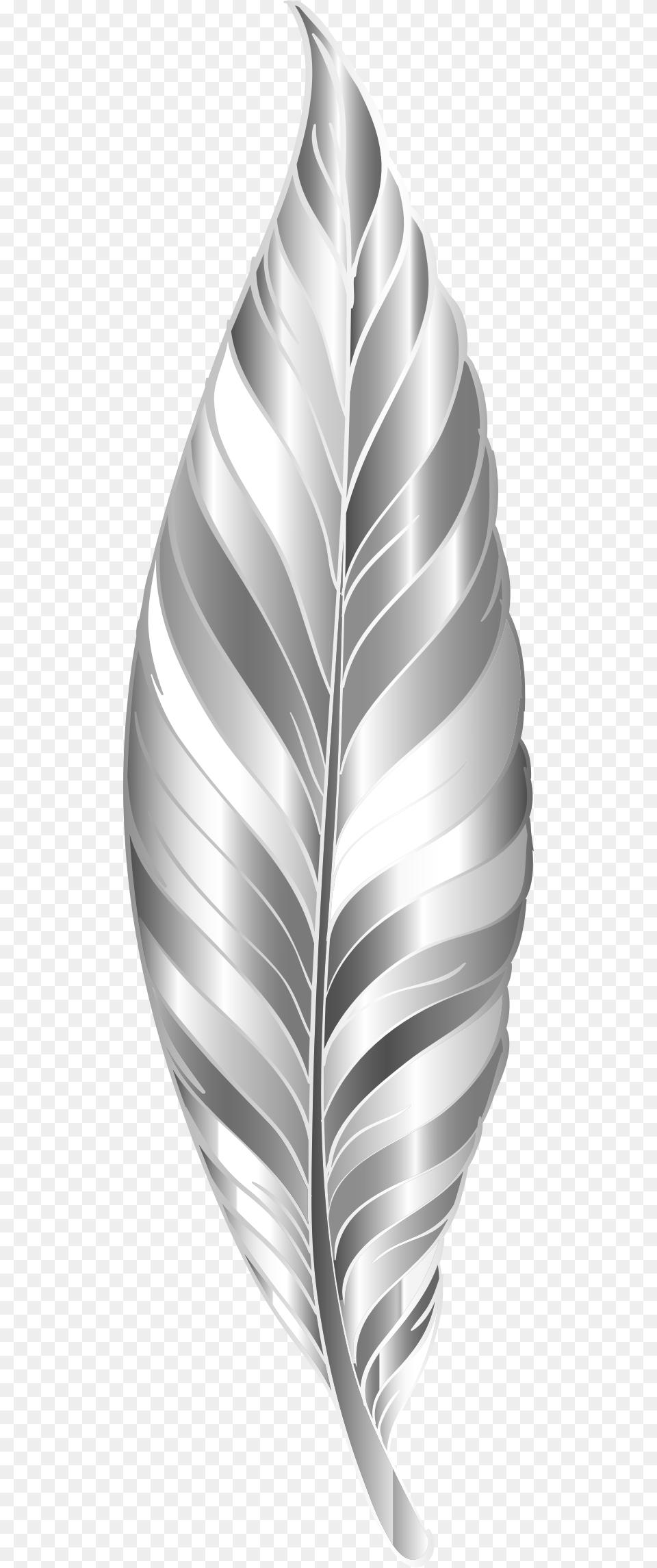 Feather Leaf Metallic Colourful Decoration Icon Silver Feather, Plant, Art Free Png Download