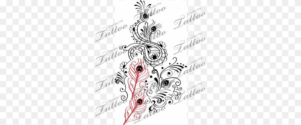 Feather Tattoo On Feather With Paisley Peacock Feathers Butterfly Names Tattoo, Art, Floral Design, Graphics, Pattern Free Png