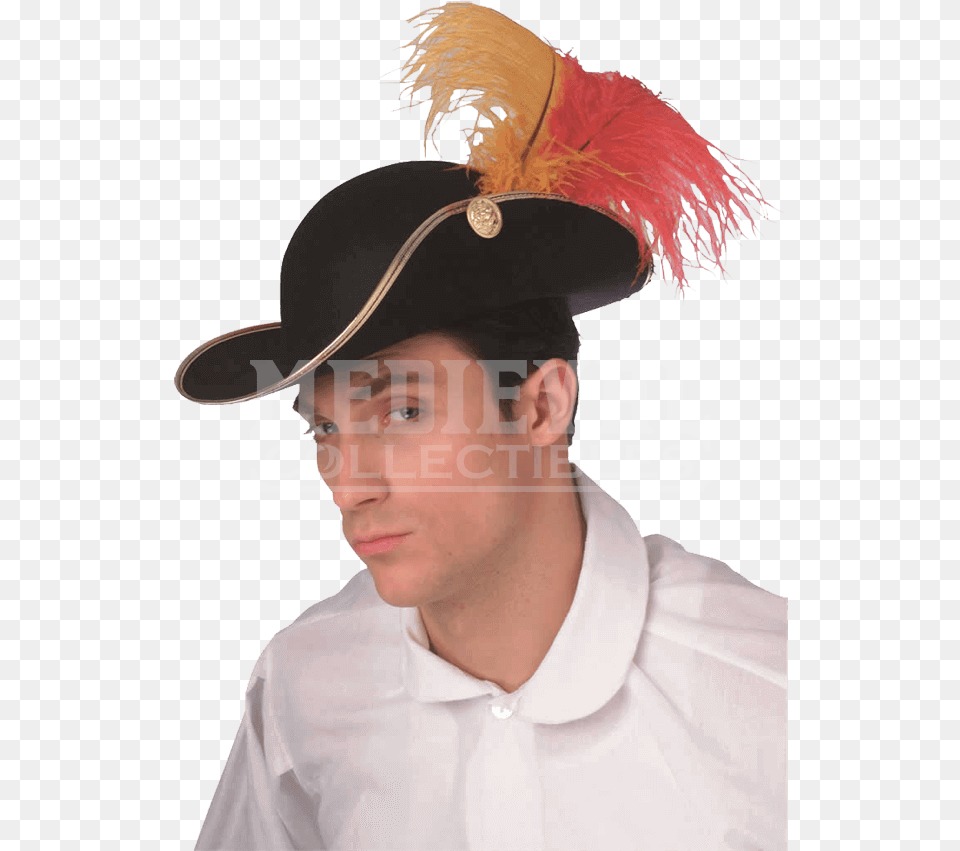 Feathered Costume Cavalier Hat Cavalier Hat, Clothing, Person, Adult, Man Free Png Download