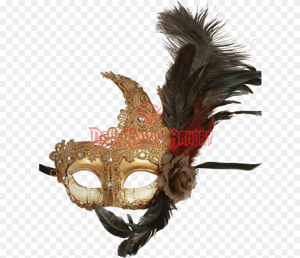 Feathered Golden Lace Masquerade Mask Gold Feather Masquerade Mask Background, Plant, Crowd, Person, Face Free Png