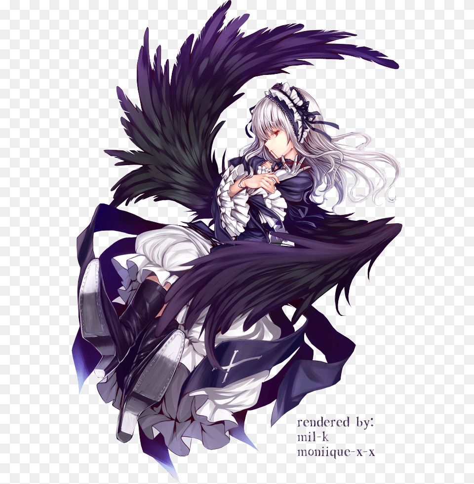 Feathers And Falling Anime Rozen Maiden Suigintou, Book, Comics, Publication, Person Free Png