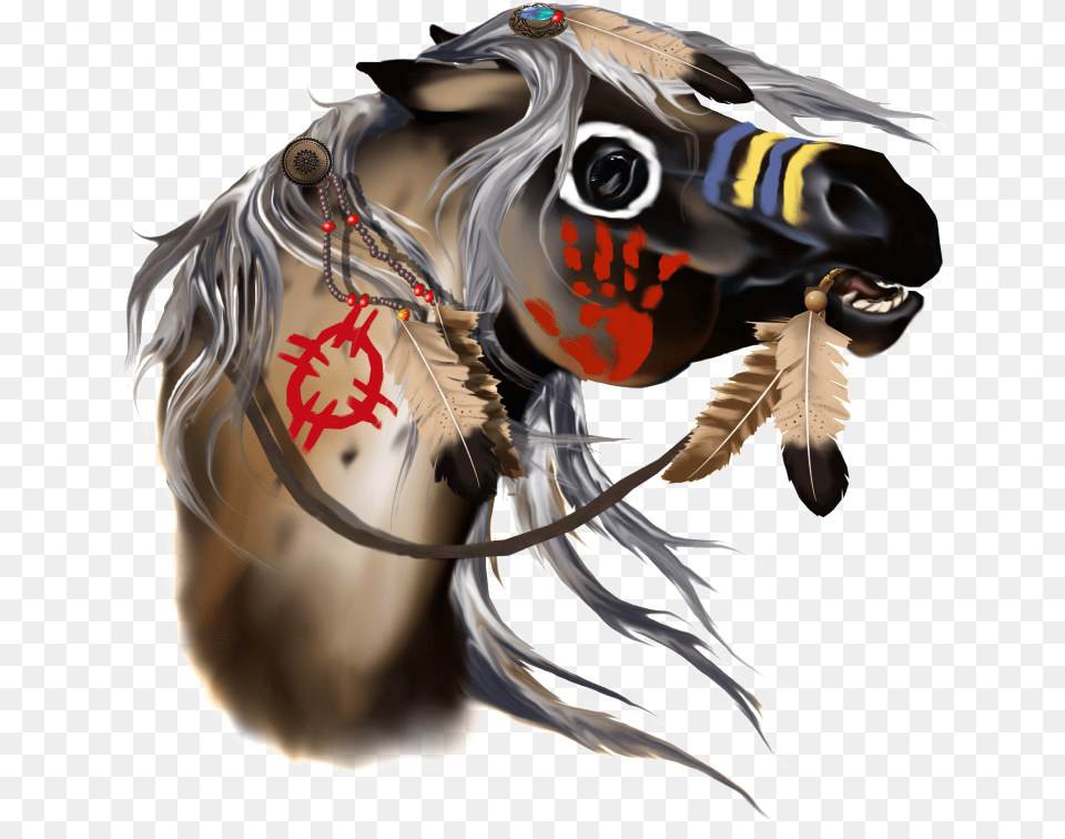 Feathers Hawk Paint Pic Native American Horse Transparent, Adult, Female, Person, Woman Png Image