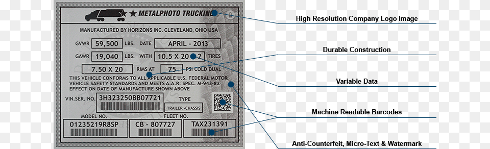 Features Of Metalphoto Barcode Asset Management Plate Decal Metal Tag, Text, Qr Code Free Png Download