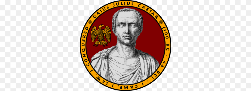 Features The Of Julius Caesar With An Inscription Along, Logo, Adult, Person, Man Png