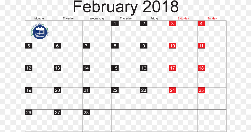 February 2018 Calendar Cute February Cute Calendar Many Days In February, Text Free Transparent Png