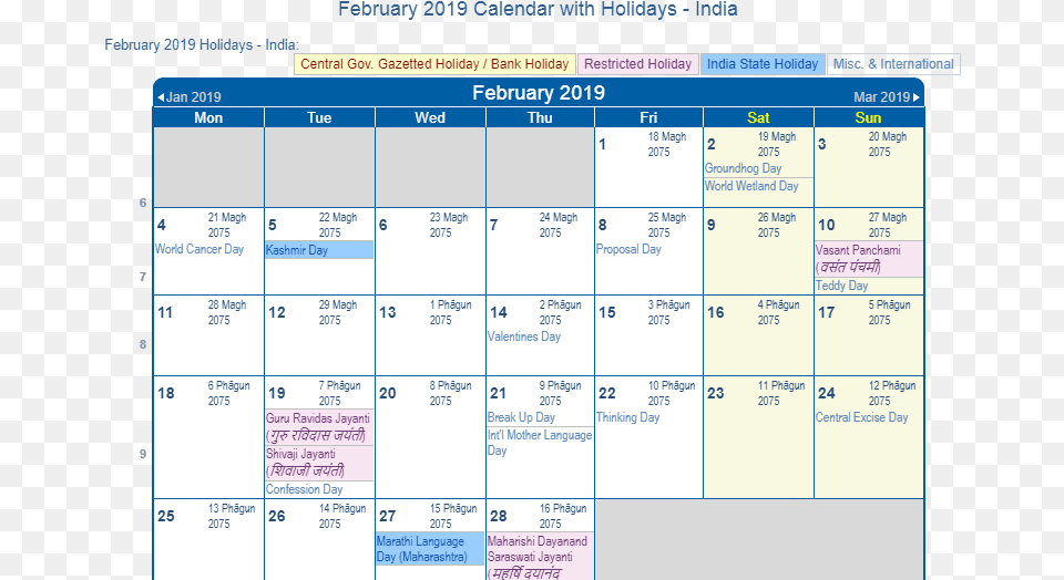 February 2019 Calendar India With Holidays Calendar 2019 August Holidays, Text, Computer Hardware, Electronics, Hardware Free Transparent Png