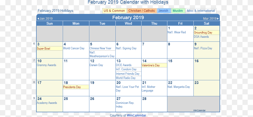 February 2019 Calendar With Holidays Printable July 2019 Holiday Calendar, Text Free Png Download