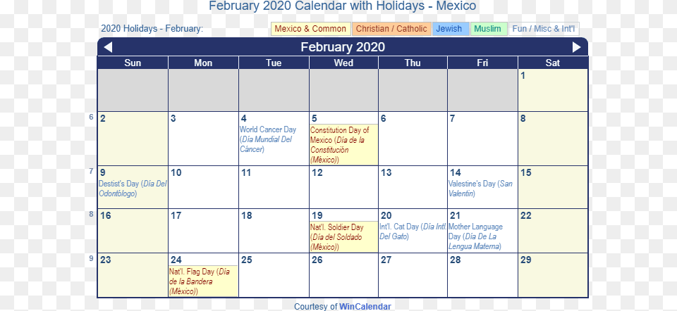 February 2020 Calendar With Mex Holidays October 2019 Calendar Singapore, Text Free Png