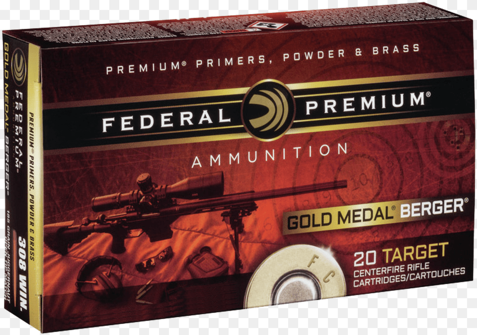 Federal Gm65crdbh130 Premium Gold Medal Federal Gold Medal Berger, Firearm, Weapon, Gun, Rifle Free Png
