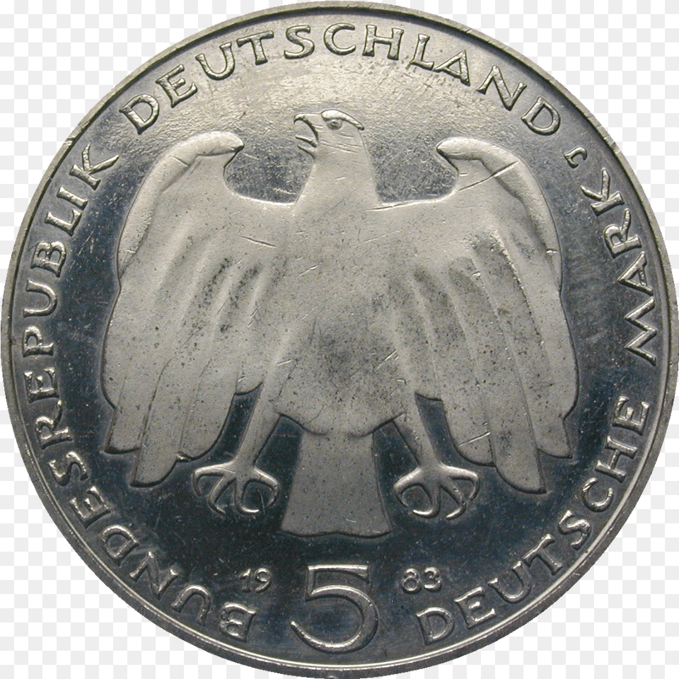 Federal Republic Of Germany 5 Deutsche Mark 1983 Coin, Money, Nickel Free Png