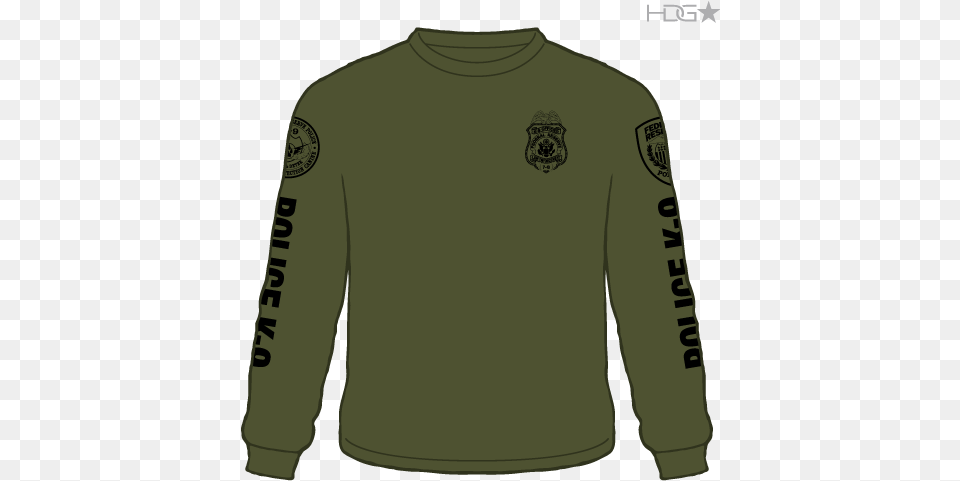 Federal Reserve Police K 9 Unit Od Green Black Long T Shirt, Clothing, Long Sleeve, Sleeve, T-shirt Free Png Download