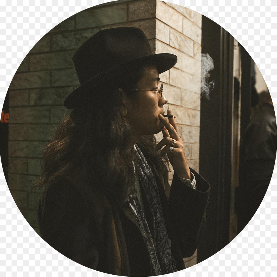 Fedora, Face, Head, Person, Smoke Png Image