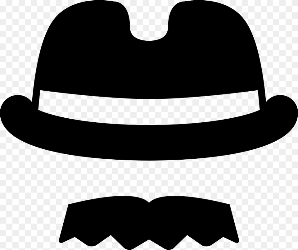 Fedora Hat And Moustache Fedora, Clothing, Stencil, Hardhat, Helmet Free Png Download