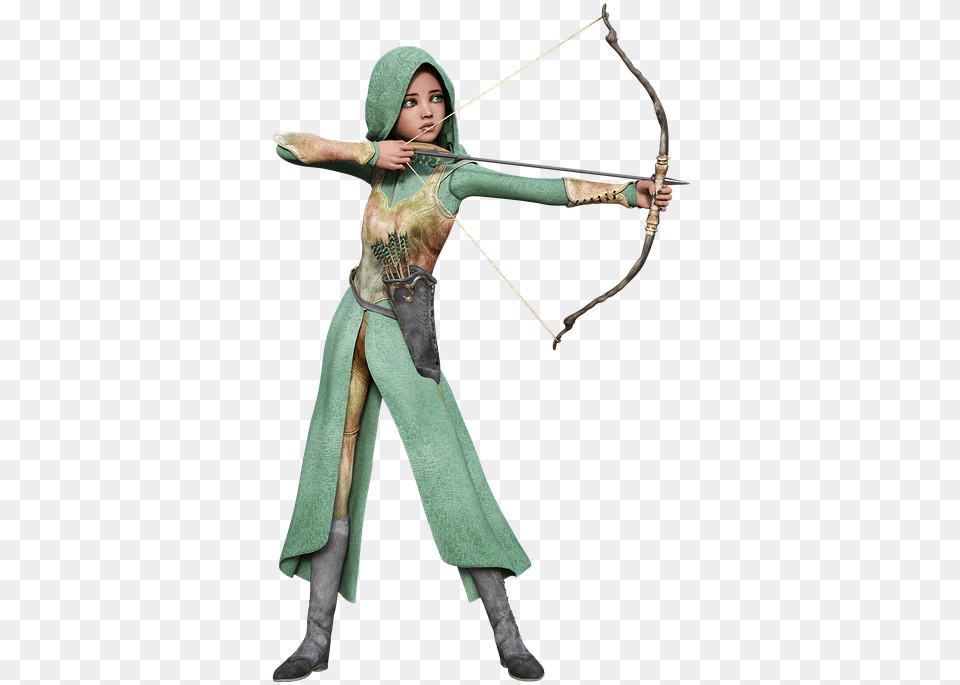 Fee Elf Arch Arrow Objectives Quiver Fairy Fae Woman Archer Silhouette, Archery, Bow, Weapon, Sport Free Png Download