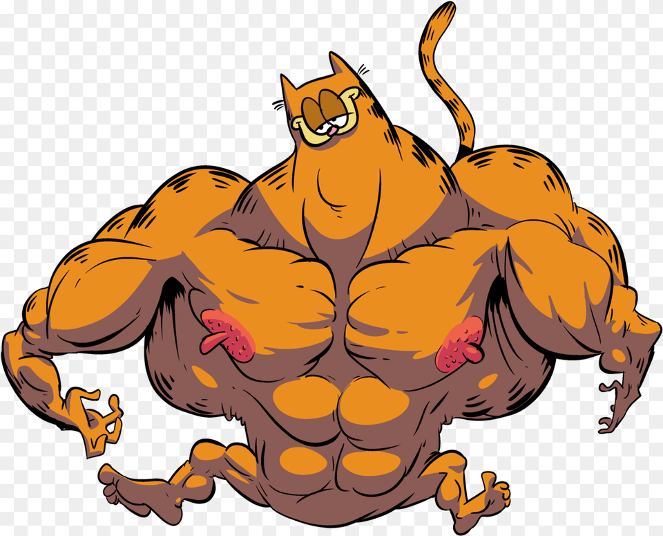 Feel The Explosive Might That Is Garfield Illustration, Adult, Male, Man, Person Png Image