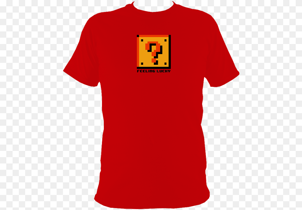 Feeling Lucky Block Red T Shirt Super Mario Question Block, Clothing, T-shirt, First Aid, Logo Png