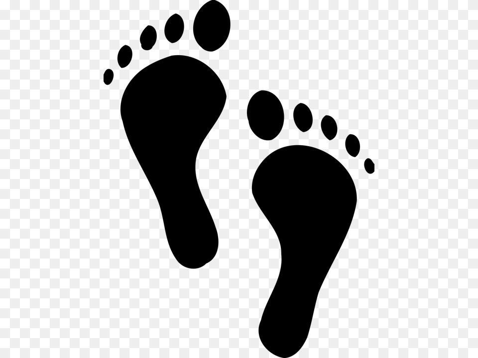 Feet Footprint Silhouette Baby Feet Transparent Background, Gray Free Png Download