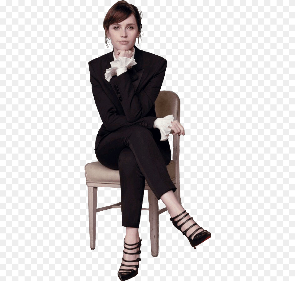 Felicity Jones Sitting, Formal Wear, Blazer, Clothing, Coat Png Image
