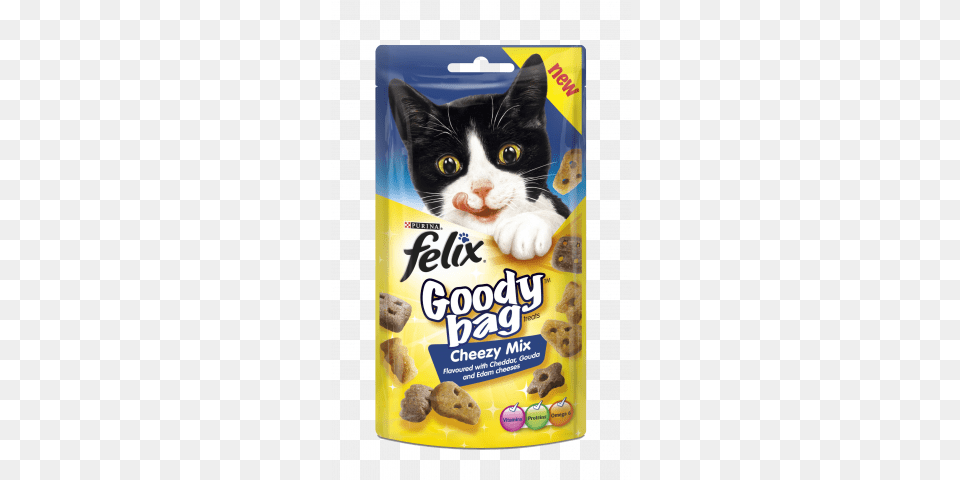 Felix Cat Treats Goody Bag Cheesy Mix 60g Felix Goody Bag, Food, Snack, Animal, Mammal Free Png