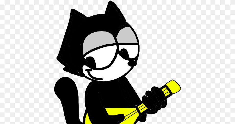 Felix Playing A Guitar By Marcospower1996 Felix The Cat Playing Guitar, Stencil, Cartoon, Person Png