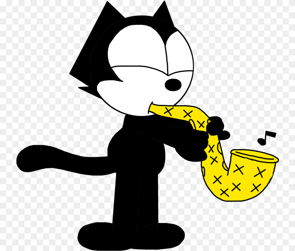 Felix Playing Saxophone By Felix The Cat Instrument Png Image