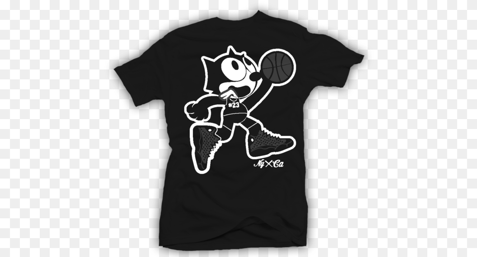 Felix The Cat Tee Huf X Felix Skate Pullover Hoodie Black, Clothing, T-shirt, Stencil Free Png Download
