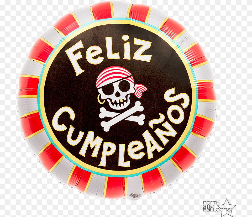 Feliz Cumpleanos Pirate Skull 18 In, Badge, Logo, Symbol, Balloon Free Png