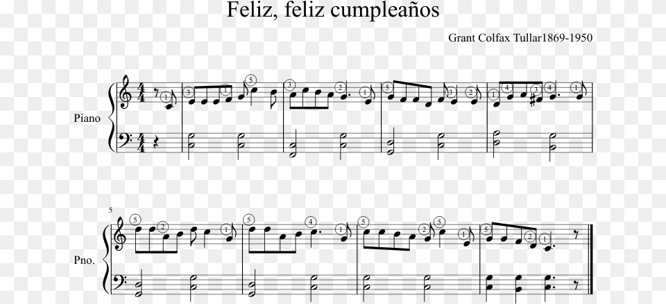 Feliz Feliz Sheet Music Composed By Grant Alma Llanera Choir Sheet Music, Gray Png Image