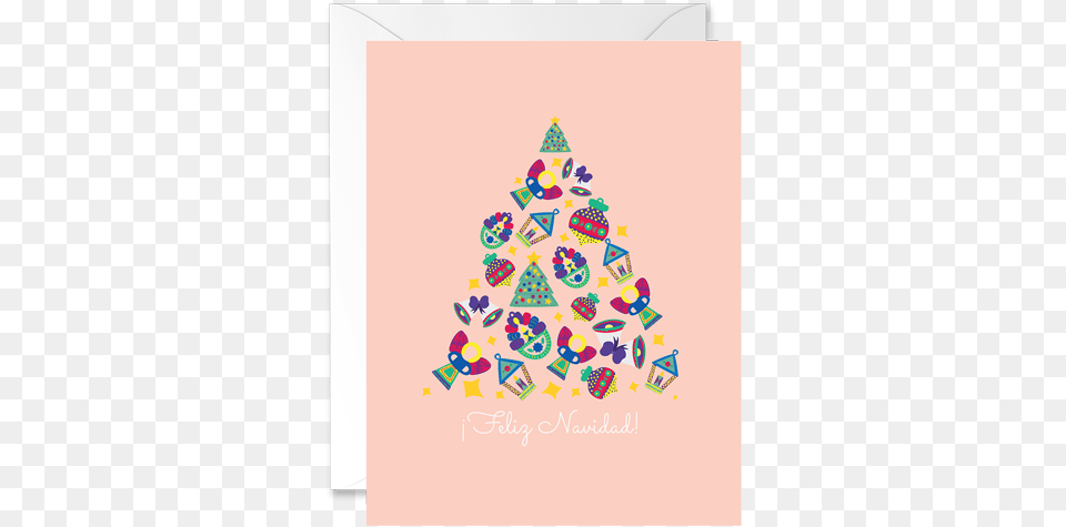 Feliz Navidad Tin Ornament Christmas Tree Spanish Christmas Tree, Envelope, Greeting Card, Mail Free Png Download