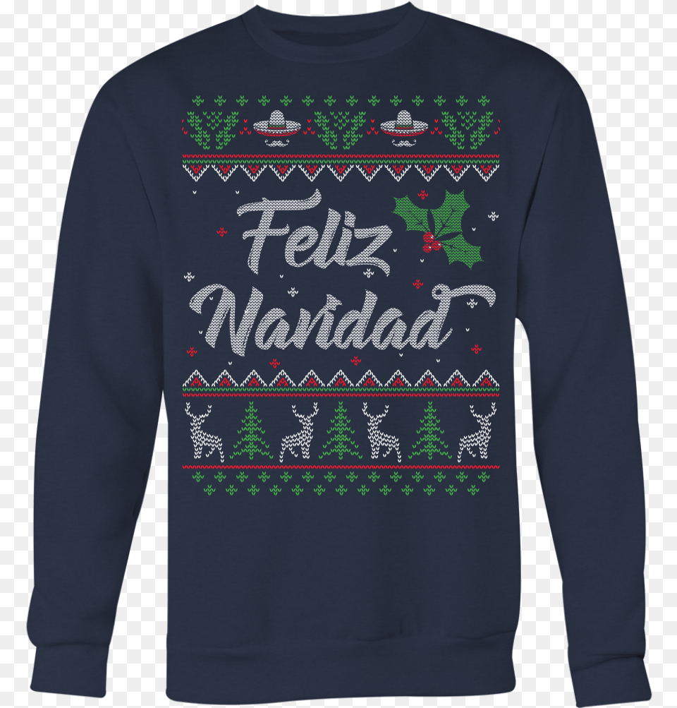 Feliz Navidad Ugly Christmas Sweater Shirt Apparel Cm09bap Sweater, Clothing, Knitwear, Long Sleeve, Sleeve Free Transparent Png