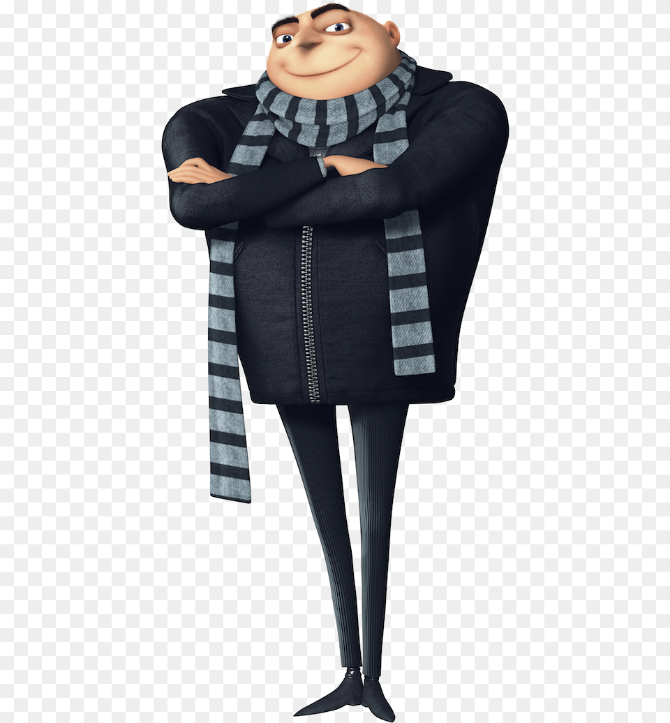 Felonius Gru Despicable Me Characters Gru, Scarf, Clothing, Coat, Woman Png Image