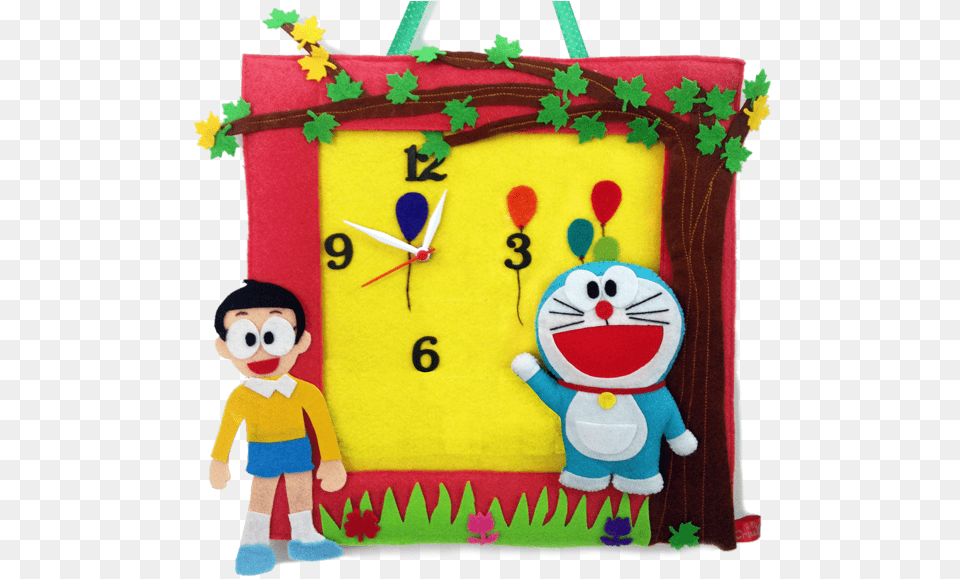 Felt 3d Doraemon With Nobita Personalised Wall Clock Nobita Nobi, Baby, Person, Face, Head Png