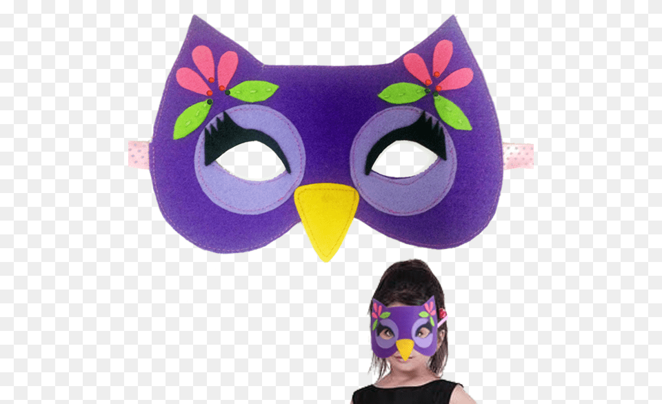 Felt Handmade Party Owl Face Mask For Girl Mask, Adult, Person, Woman, Female Png Image
